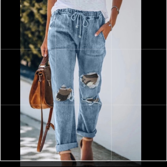 Denim - ⬇️⬇️ Price drop ⬇️⬇️camo patches drawstring jeans